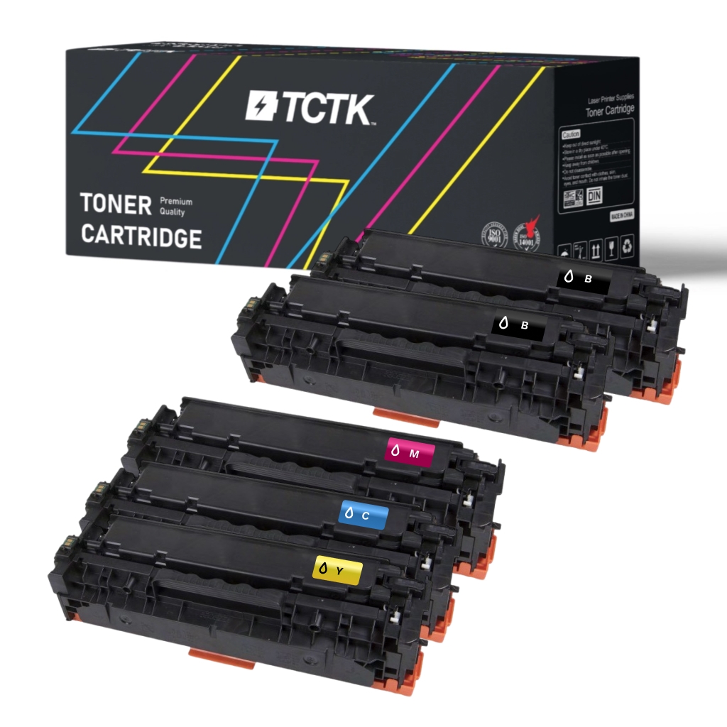 Multipack (4) Toners Multiple colors Compatible with HP Color laserJet, Laserjet - Replaces 304A (CC531A) / 305A (CE411A) / 312A (CF381A) / CRG-718 (2660B002)
